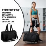 Storite Nylon 50.5cm Travel Duffel Bag for Men & Women with Dry & Wet Pocket, Lightweight Water Resistant Luggage Bag with Shoe Compartment (Black, 50.5x23x28cm) - Image 6