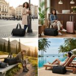 Storite Nylon 50.5cm Travel Duffel Bag for Men & Women with Dry & Wet Pocket, Lightweight Water Resistant Luggage Bag with Shoe Compartment (Black, 50.5x23x28cm) - Image 8