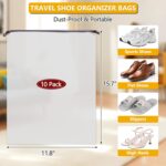 Waterproof Shoe Bags for Travel - 15.7x11.8 Inches Drawstring Bags Organizers (5 Pack), Clear Waterproof Bag Travel Essentials for Men & Women, Shoe Bags for Storage (Packing, Gym, Luggage Storage) - Image 3
