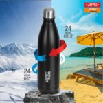 Jaypee Plus Alpha Vaccum Insulated Double Wall Thermosteel Flask 750 ml Water Bottle ISI Certified 24 Hours Hot and Cold Water Bottle for School,Office,Gym, Leakproof, Rustproof Steel Bottle,Black - Image 6