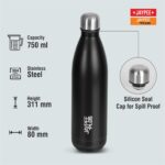 Jaypee Plus Alpha Vaccum Insulated Double Wall Thermosteel Flask 750 ml Water Bottle ISI Certified 24 Hours Hot and Cold Water Bottle for School,Office,Gym, Leakproof, Rustproof Steel Bottle,Black - Image 7