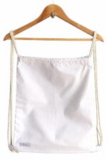 GRAI 100% Cotton Drawstring Backpack - Large Eco-Friendly School, Gym & Trekking | Washable & Reusable cotton Travel Bag for Men & Women | Pure White with Durable Black Straps - Image 3