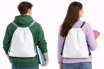 GRAI 100% Cotton Drawstring Backpack - Large Eco-Friendly School, Gym & Trekking | Washable & Reusable cotton Travel Bag for Men & Women | Pure White with Durable Black Straps - Image 5