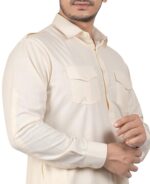 K-ROYALS Afghani Style Men's Pathani Suit/Luxury fabric Kurta Pyjama set (Almond Cream, XXX-Larg) - Image 5