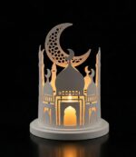Ramadan LED Candle Lamp | Islamic Mosque Moon Light | Eid Mubarak Decor | 3D Printed Night Lamp | Tabletop Islamic Gift - Image 3