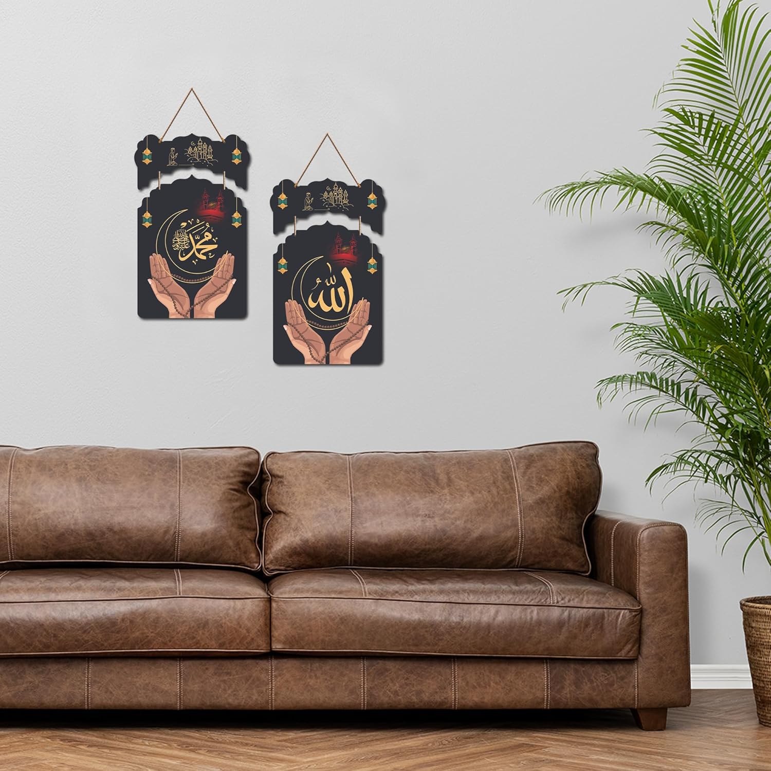 Decor Smart Wooden Islamic Allah Muhammad Wall Hanging Home Decor Spiritual Decoration for Living room | Decorative Arabic Calligraphy Dua Art | Premium Religious Interior Accent Panel (DWA_9223) - Image 4