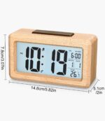 Digital Alarm Clock,Wooden Alarm Clock with Large Display,Digital Clock with Sensor Module,Digital Clock with Snooze Module,12/24 Hours,Date,Temperature Display - Image 5