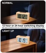 Digital Alarm Clock,Wooden Alarm Clock with Large Display,Digital Clock with Sensor Module,Digital Clock with Snooze Module,12/24 Hours,Date,Temperature Display - Image 7