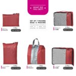 FATMUG Packing Cubes Travel Bag Organiser Set of 7 (2 L, 2 M, Shoe pouch, Laundry Bag & pouch) - Red - Image 3