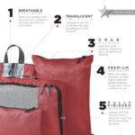 FATMUG Packing Cubes Travel Bag Organiser Set of 7 (2 L, 2 M, Shoe pouch, Laundry Bag & pouch) - Red - Image 4