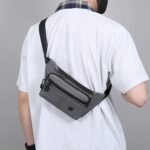 WILDHORN Men’s PU Leather Crossbody Sling Bag with Large Capacity, Adjustable Belt & Zipper Closure for Daily Use, Hiking & Outdoor Activities (Grey) - Image 6
