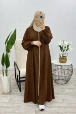 Women's Burqa, Brown, Full-Length Abaya with Zipper Closure and Elasticated Cuffs, Chest 44 inches and it is 56 inches long has NO DUPATTA - Image 3