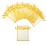 DMS RETAIL Golden Organza Return Gift Bags|Drawstring Pouches for Wedding | Jewellery Pouch Potli Bags | 9X12 CMS (Pack Of 20) - Image 5