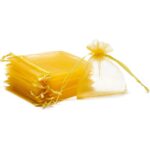 DMS RETAIL Golden Organza Return Gift Bags|Drawstring Pouches for Wedding | Jewellery Pouch Potli Bags | 9X12 CMS (Pack Of 20) - Image 6