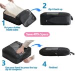 House of Quirk Polyester Compression Packing Cubes, 6 Set Travel Organizer Compressible Essentials Packing Organizers (Black) - Image 4