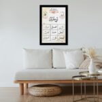 VIBBES Modern Islamic Lohe Qurani Wall Painting, Floral Design, 9 Arabic Words Without Glass High Gloss Digital Reprint Wall Art (Medium - 10x14 Inches) - Image 8