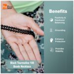 REBUY Lab Certified Black Tourmaline Stone Jap Mala 6mm Round Beads | Natural Healing Crystal Gemstone for Prayer Meditation, Enhance Protection from Negative Energies, Positive Energy, Spiritual Growth | 108+1 Beads - Image 4