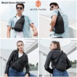 Arctic Hunter Sling Bag for Men Small Crossbody Bag for 8-inch iPad Pocket Water-resistant Slim Chest Bag with Earphone Port Detachable Buckle One Side Shoulder Bag for Travel Daily Casual, Black - Image 3