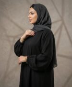 Women’s Premium Black Firdous Abaya with Black Stone Work Sleeves | Elegant Modest Islamic Wear Kaftan Burqa Dress | Long Sleeves | Without Dupatta - Image 4