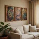 Arabic Calligraphy Wall Art, Set of 3 Framed Prints, Multicolour, Wood Frame, Islamic Home Decor - Image 3