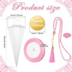 Ferreve 24 Sets Muslim Prayer Beads Ramadan Eid Gifts with Pyramid Box Round Badges Ribbon Muslim Party Favors Pearl Islamic Prayer Beads for Ramadan Eid Tasbih Hajj Umrah Wedding Gifts(Pink) - Image 3