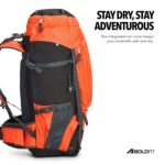 Boldfit Rucksack Bag 65 litres Trekking Bag Travel Backpack for Men & Women Rucksack Bags for Men with Laptop Sleeve & Waterproof Rain Cover for Camping Tourist Shoe Compartment 65Ltrs (Orange) - Image 5
