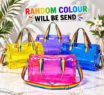 Transparent Multipurpose Utility Bag – Clear Travel & Gym Organizer with Dual Carry Handles,2 Zipper Compartments & Adjustable Shoulder Strap | Durable Double-Zip | Random Color | 1 Piece - Image 5