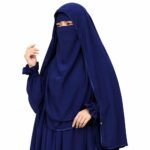 Women’s Firdous Fabric Blue Mohua Burkha with Matching Niqab | Full Length Modest Islamic Wear | Free Size - Image 4