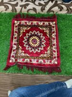 Velvet Prayer Aasan Mat Set Pack of 5 (19x19 Inch) | Polyester Pooja Mats with Fringe | Square Multipurpose Floor Mats for Home Temple Pooja Room - Image 4