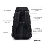 Boldfit Rucksack Bag Tourist Gear Travel Trekking, Camping, Hiking Bagpack for Men & Women Front & Top Loading - Black 70L - Image 5