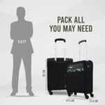 Aristocrat Cabin Commander 55Cms Premium Polyester with PVC Coating Softshell Sided Size 4 Wheels Small Black Inline Suitcase, Medium - Image 4