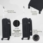 Aristocrat Cabin Commander 55Cms Premium Polyester with PVC Coating Softshell Sided Size 4 Wheels Small Black Inline Suitcase, Medium - Image 5