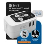 Ceptics Universal Travel Adapter All in One, International Travel Adapter for EU, US, UK and More, Type A, C, G, I Output and Universal Input with 2X USB-A (2.4A), CE and RoHS Certified – Black/Grey - Image 3
