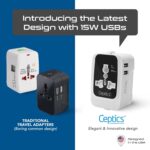 Ceptics Universal Travel Adapter All in One, International Travel Adapter for EU, US, UK and More, Type A, C, G, I Output and Universal Input with 2X USB-A (2.4A), CE and RoHS Certified – Black/Grey - Image 5