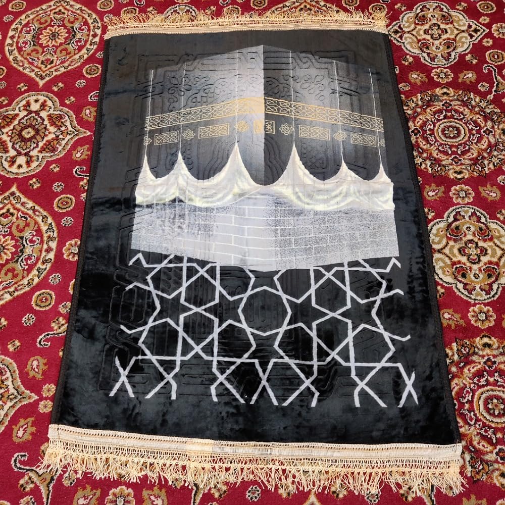 Weinbux Pure Super Soft Velvet Travel Prayer Mat | Premium Musallah Muslim Prayer Rug Portable | Anti Skid Rug | Multicolor | Assorted - Image 6