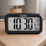 UNICRON Digital Alarm Clock with Auto Sensor, Time, Date, Temperature Display & Silent Operations | Loud Alarm for Heavy Sleepers | Desk Table Clock for Students, Bedroom, Office (Black) - Image 3