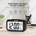 UNICRON Digital Alarm Clock with Auto Sensor, Time, Date, Temperature Display & Silent Operations | Loud Alarm for Heavy Sleepers | Desk Table Clock for Students, Bedroom, Office (Black) - Image 6