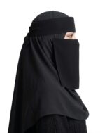 Babussalam Plain Nosepiece Hijab for Muslim Girls Women Short Hijab Nose Patti Arabian Face Veil Niqab Black Canvas Fabric - Image 3