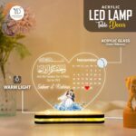 Personalized Islamic Couple LED Lamp with Calendar Date | Custom Muslim Wedding Acrylic Night Light | Romantic Gift for Husband Wife Bedroom Decor |(5.5x5.5) Inch - Image 3