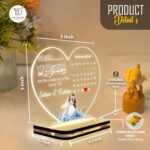 Personalized Islamic Couple LED Lamp with Calendar Date | Custom Muslim Wedding Acrylic Night Light | Romantic Gift for Husband Wife Bedroom Decor |(5.5x5.5) Inch - Image 4