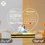 Personalized Islamic Couple LED Lamp with Calendar Date | Custom Muslim Wedding Acrylic Night Light | Romantic Gift for Husband Wife Bedroom Decor |(5.5x5.5) Inch - Image 5