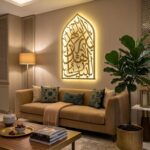 Islamic Arabic Calligraphy Metal Wall Art Décor | Premium Golden Muslim Wall Hanging | Luxury Islamic Home Decoration for Living Room Bedroom Prayer Room (30) - Image 3