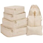 7 PCS Travel Packing Organizer Bags Set with Zipper Storage Cubes and Drawstring Pouch, Multi-Piece Luggage Organizer Set for Clothes and Accessories - Image 2