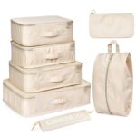 7 Pcs Set Packing Cubes Traveling Luggage Organizers Pack Bags for 24in Suitcase Travel Accessories (Beige, 7 Pcs) - Image 2