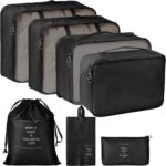 7 Pcs Travel Organizer Packing Cubes Set | Lightweight Luggage Organizers with Laundry & Toiletry Bags | Multicolor Polyester Storage for Suitcase & Travel Bags (Black) - Image 2