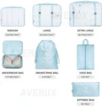 7 Pcs Travel Organizer Pouch Packing Cubes for Clothes Space Savers Bags Cosmetics/Underwear/Socks/Shoes Toiletry Bag Laundry Organiser (sky blue) - Image 2