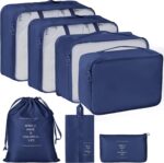7-Piece Compression Packing Cubes Set – Space-Saving Luggage Organizers for Travel Vacation Cruise Weekend Getaways & Carry-On Essentials (Blue) - Image 2