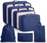 7 Piece Travel Packing Organizer Set for Luggage Lightweight Nylon Packing Cubes with Shoe Bag, Toiletry Pouch, Laundry-Cosmetic Bags (N Blue) - Image 2