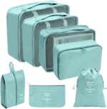 7 Set Packing Cubes Luggage Organizers With Travel Suitcases Accessories Bag, Toiletry Bag & Shoes Bag And Clothes Cosmetics Pouch (Green) - Image 2