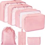 7 Set Packing Cubes Luggage Organizers With Travel Suitcases Accessories Bag, Toiletry Bag & Shoes Bag And Clothes Cosmetics Pouch (Pink) - Image 2